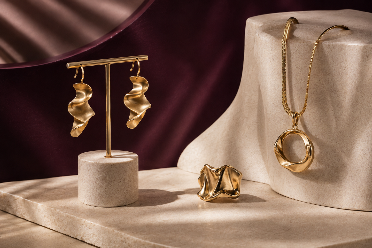 Sculptural gold jewellery